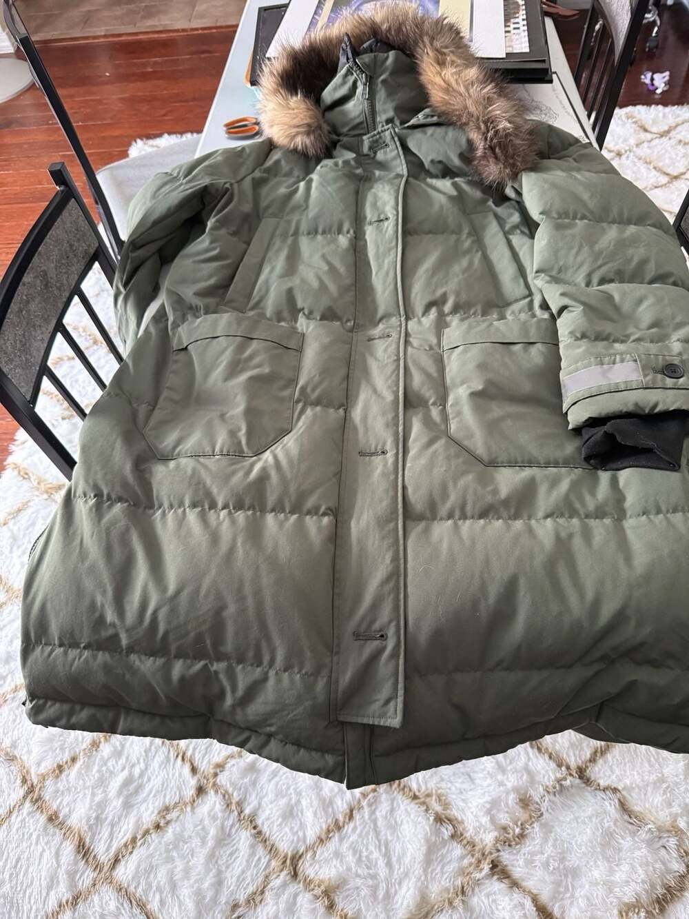 Kenneth Cole Faux Fur Trim Hooded Down-Alternative Puffer Maxi Coat Green 1x (16